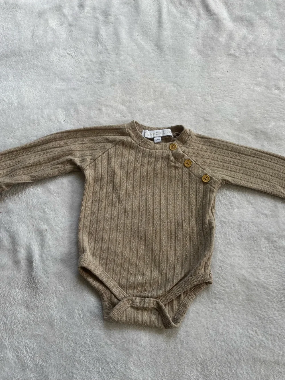 Rachel Zoe Baby Girl 3-Piece Ribbed Outfit Lot – Neutral Onesies & Pants Set